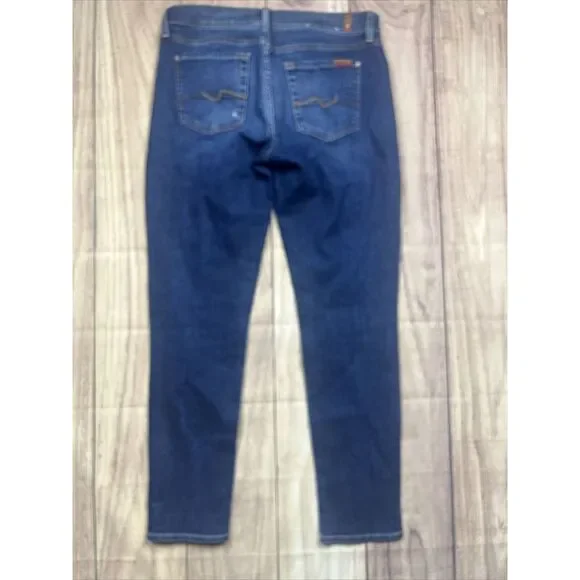 7 for All Mankind Distressed Josefina Skinny Boyfriend Denim Blue Jeans Size 26 - Picture 2 of 7